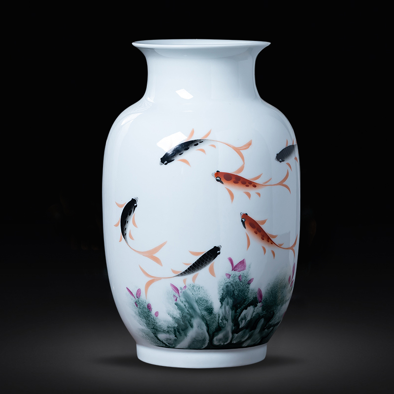 Jingdezhen porcelain ceramic hand - made enamel vase flower arranging place of new Chinese style household living room TV cabinet decoration