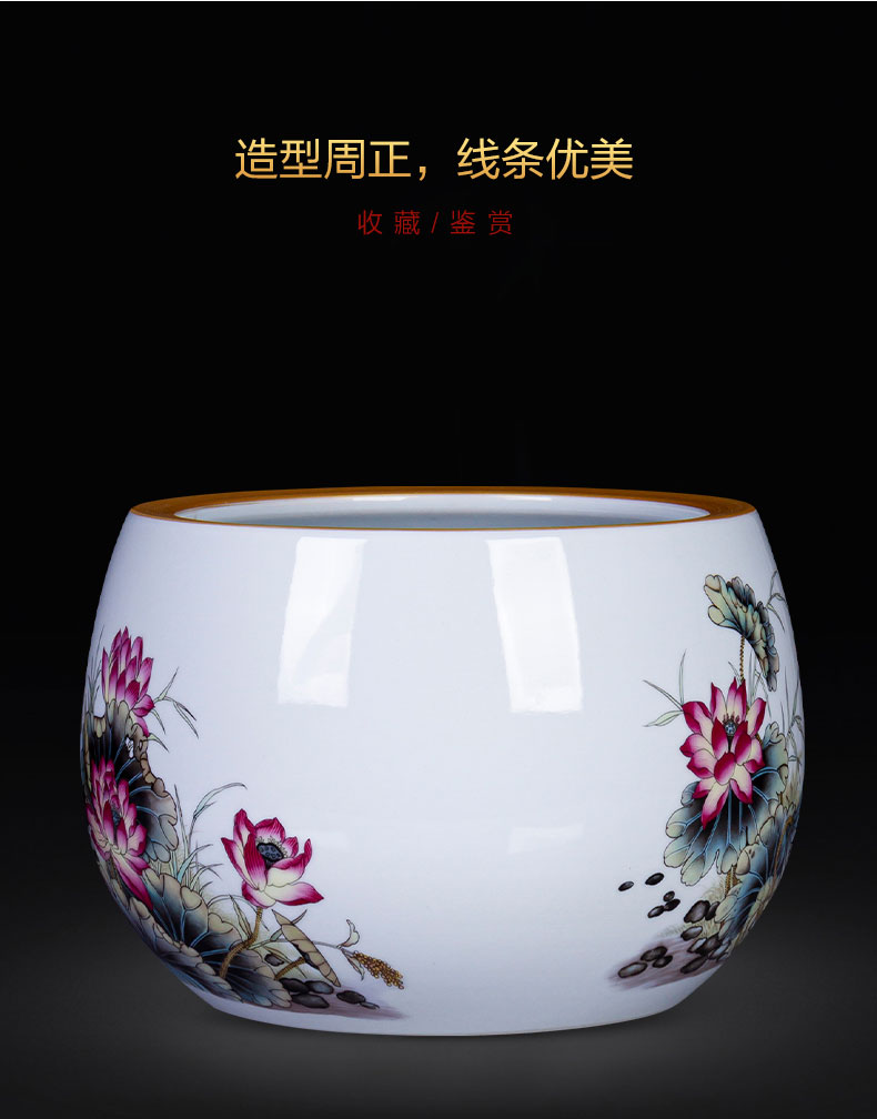 Jingdezhen ceramics powder enamel cornucopia aquarium TV cabinet office desktop decoration of Chinese style household furnishing articles