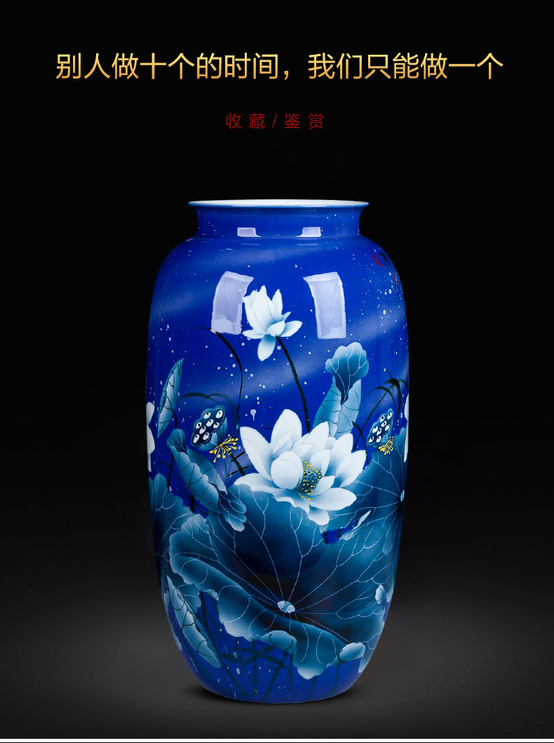 Blue and white porcelain of jingdezhen ceramics hand - made big lucky bamboo vases, sitting room of Chinese style household decorations furnishing articles