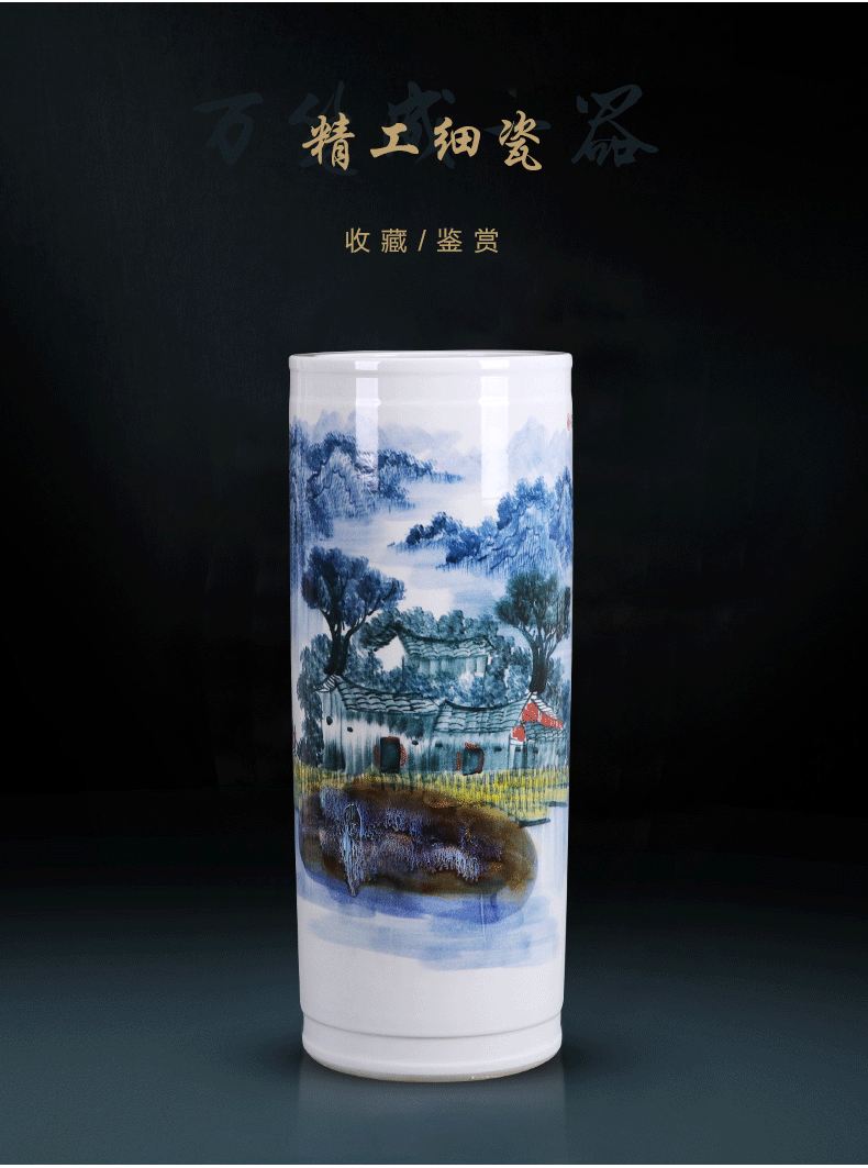 Jingdezhen ceramics hand - made landed straight quiver big vase furnishing articles of new Chinese style household adornment TV ark