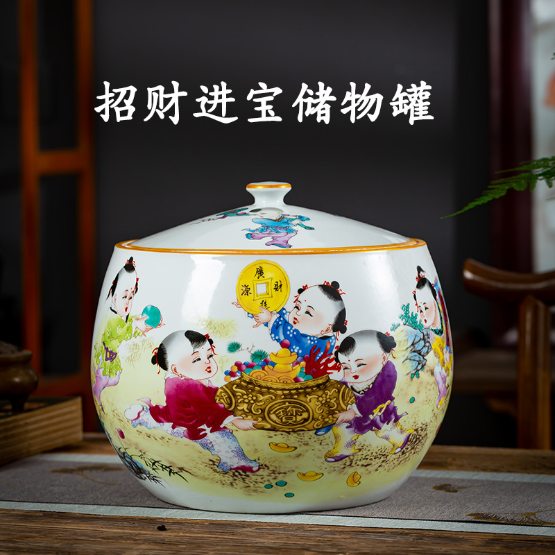 Jingdezhen ceramics a thriving business with cover storage tank tea POTS sealed large moistureproof mildew household