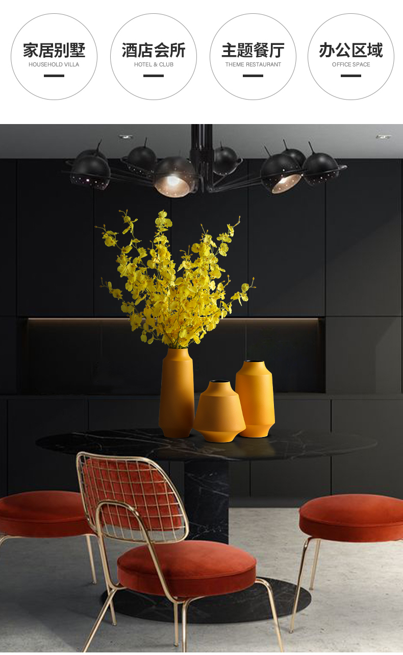 Creative ceramic vase yellow dried flower adornment Nordic I and contracted household flower arrangement sitting room TV ark, furnishing articles