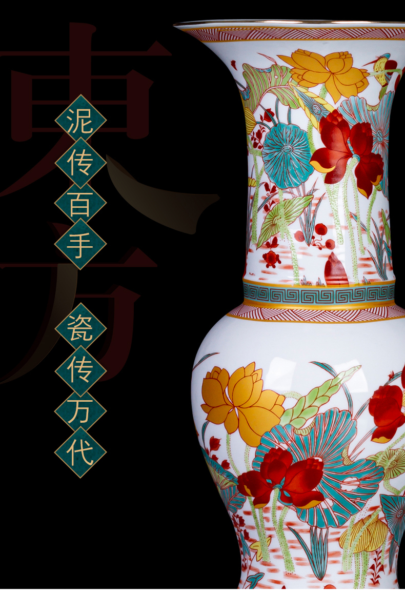 Jingdezhen ceramics colored enamel archaize creative floret bottle rich ancient frame sitting room adornment of Chinese style household furnishing articles