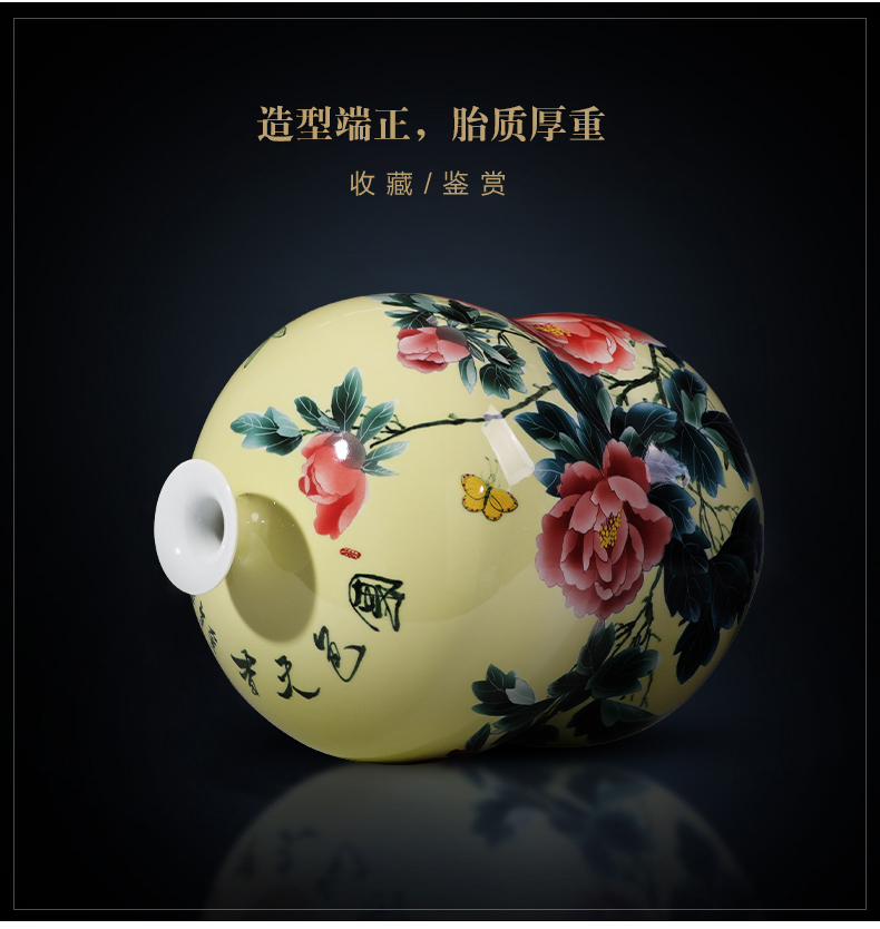 Jingdezhen porcelain ceramic masters hand made peony gourd vase furnishing articles of the new Chinese style home sitting room adornment