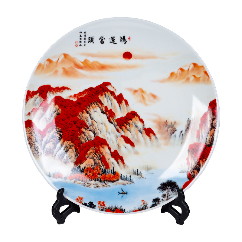 Much luck, jingdezhen ceramics decoration plate plate rich ancient frame sitting room adornment of Chinese style household furnishing articles