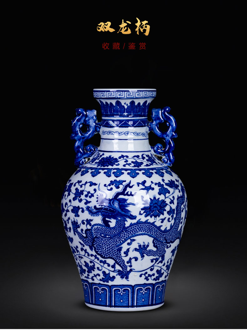 Jingdezhen ceramics creative archaize of blue and white porcelain vase sitting room of Chinese style household study flower adornment furnishing articles