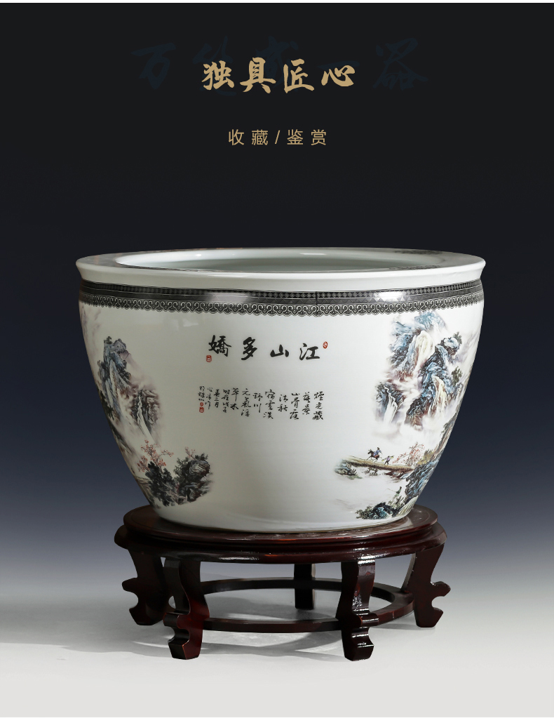 Jingdezhen chinaware big aquarium goldfish bowl the tortoise raise flower pot water lily cylinder courtyard place extra large sitting room