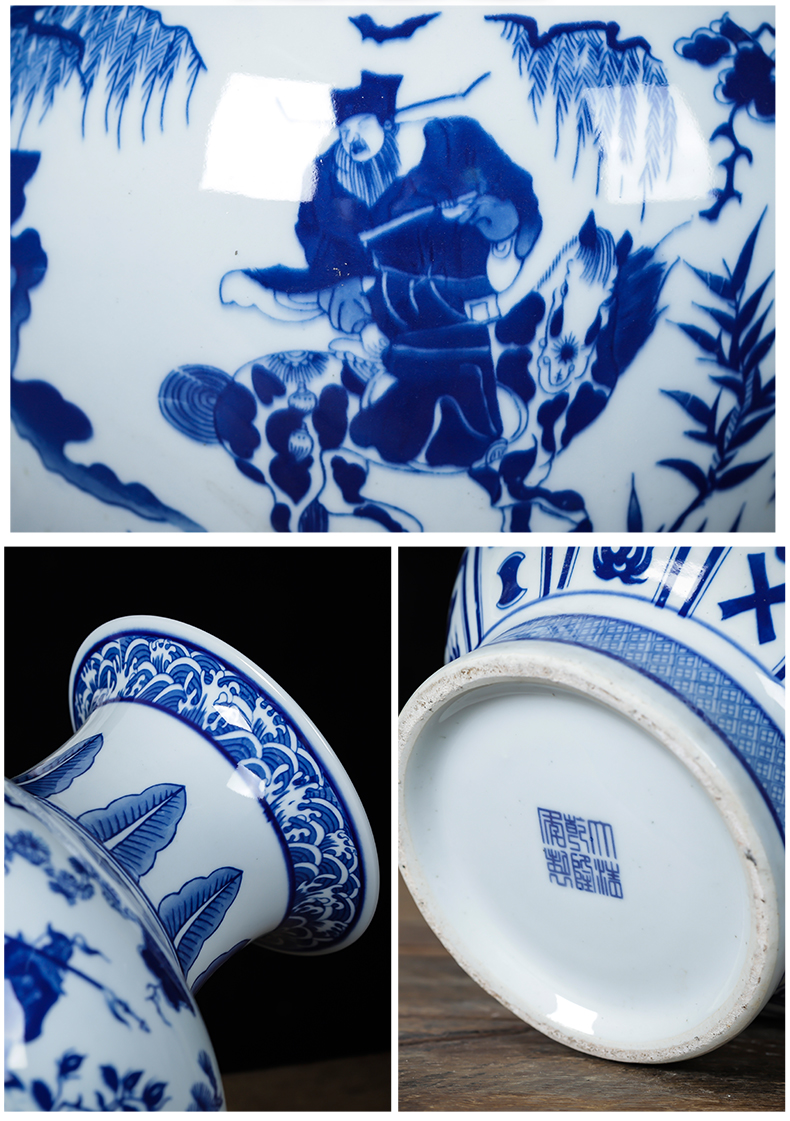 Jingdezhen ceramics archaize yuan blue and white vase furnishing articles to restore ancient ways the new Chinese style household living room TV cabinet decoration