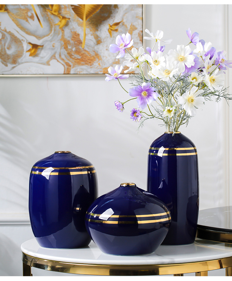 I and contracted ceramic vases, light blue flower arranging new Chinese style sitting room key-2 luxury craft decorations table home furnishing articles