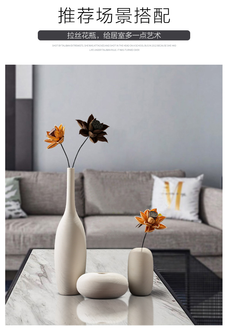 The modern creative contracted white ceramic vases, furnishing articles dried flower arranging flowers decorate The sitting room ark, household act The role ofing is tasted