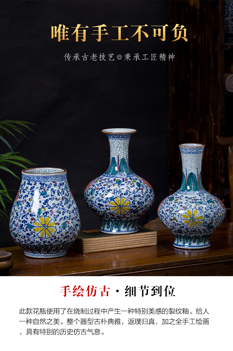 Jingdezhen porcelain hand archaize ceramic up vases, new Chinese style household living room TV ark adornment furnishing articles