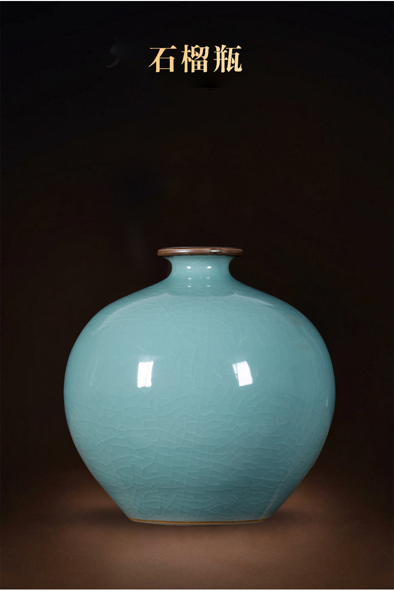 Jingdezhen ceramics celadon vase archaize up with classic Chinese style flower arrangement sitting room adornment is placed TV ark