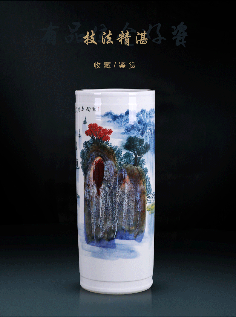 Jingdezhen ceramics hand - made landed straight quiver big vase furnishing articles of new Chinese style household adornment TV ark