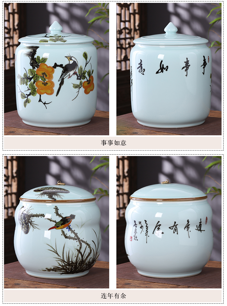 Jingdezhen ceramics hand - made large storage tank caddy fixings with cover pot sitting room of Chinese style household act the role ofing is tasted furnishing articles