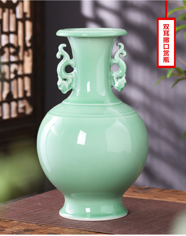 Jingdezhen porcelain ceramic green glaze vase flower arranging place of new Chinese style is contracted home sitting room TV ark, adornment