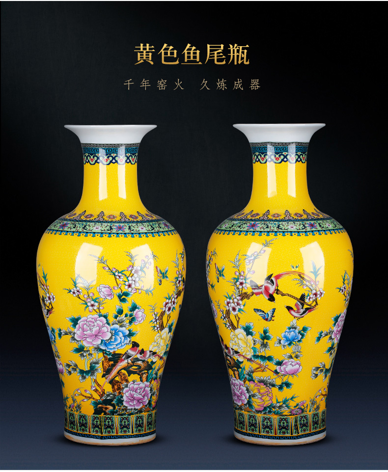 Jingdezhen porcelain ceramic colored enamel flower vase large landing place, a new Chinese style home sitting room adornment