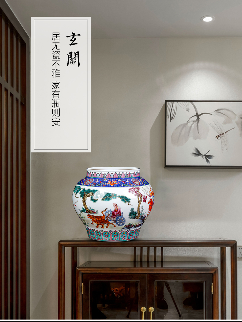 Archaize of jingdezhen ceramics colored enamel vase figure as cans sitting room adornment of Chinese style household furnishing articles written down the mountain