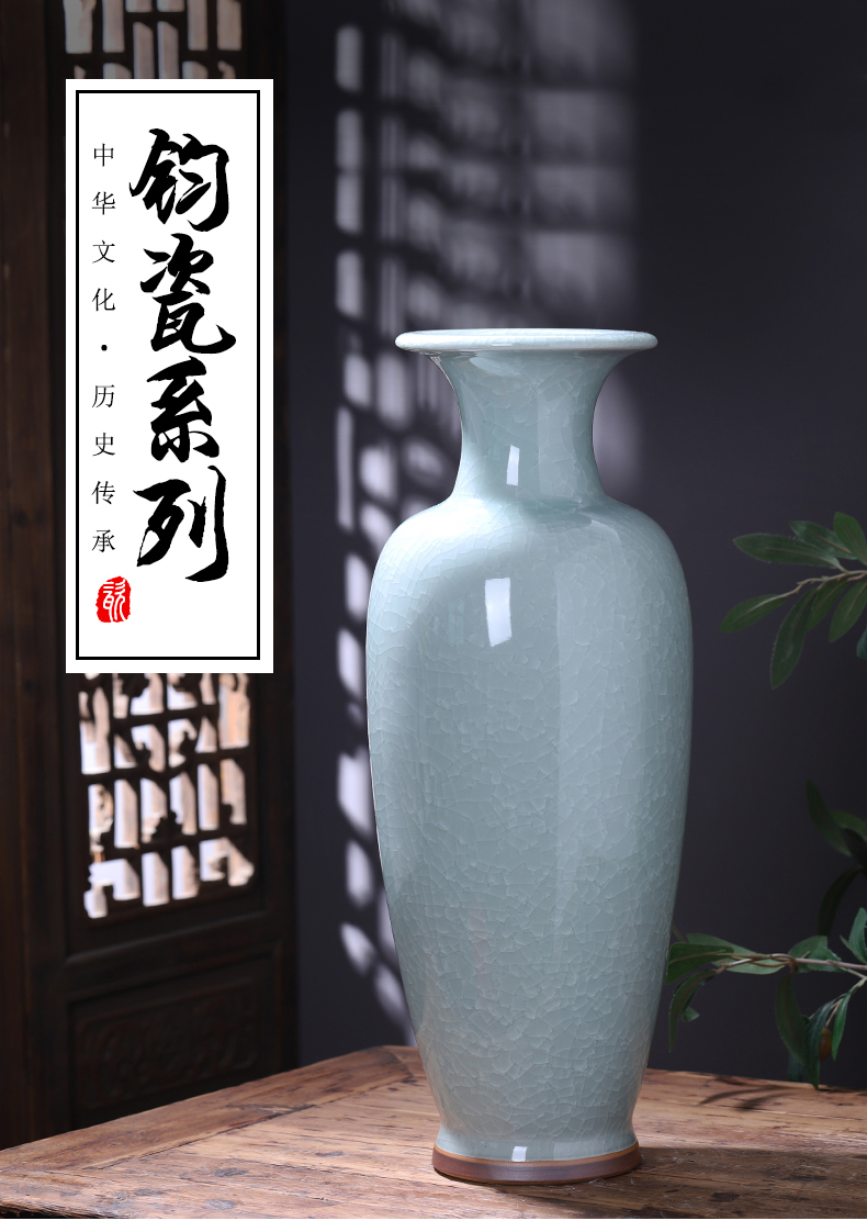 Jingdezhen ceramics vase furnishing articles sitting room flower arranging Chinese style household large archaize the jun porcelain floor furnishing articles