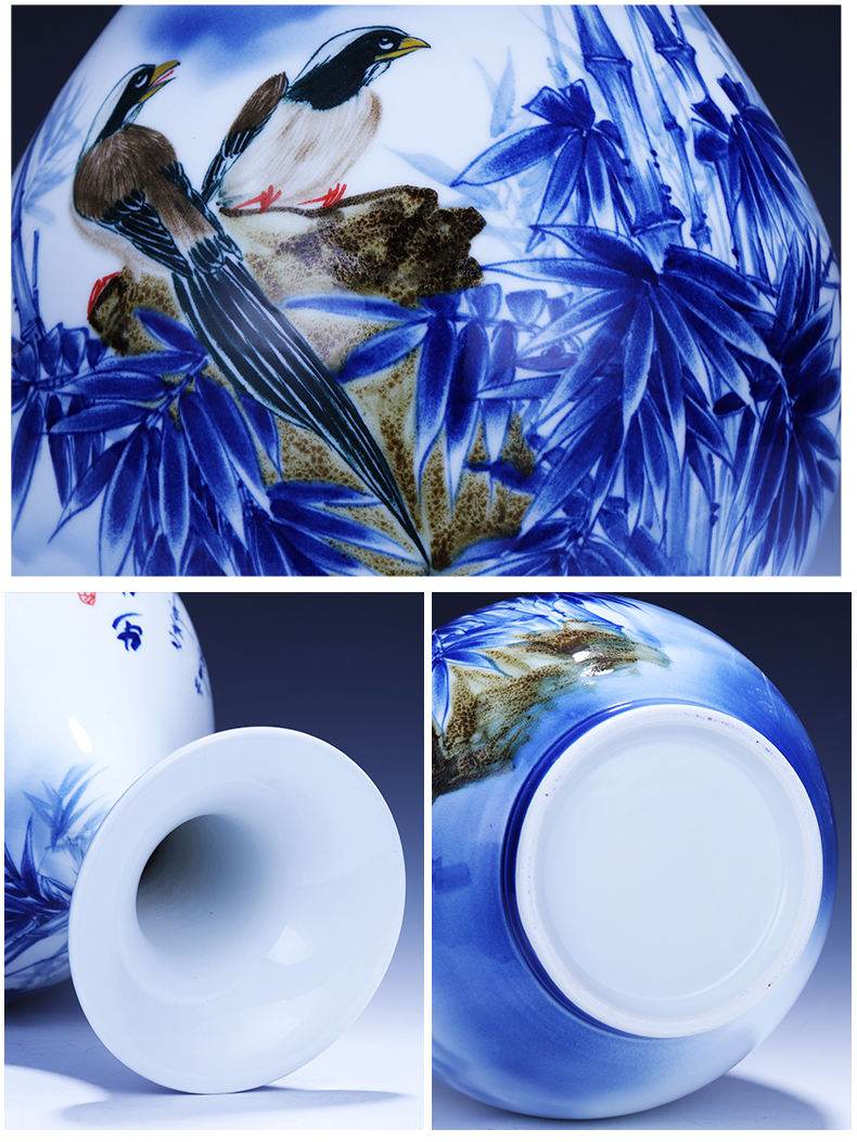 Jingdezhen porcelain ceramic hand - made of blue and white porcelain vase furnishing articles of new Chinese style household flower arrangement sitting room adornment is placed