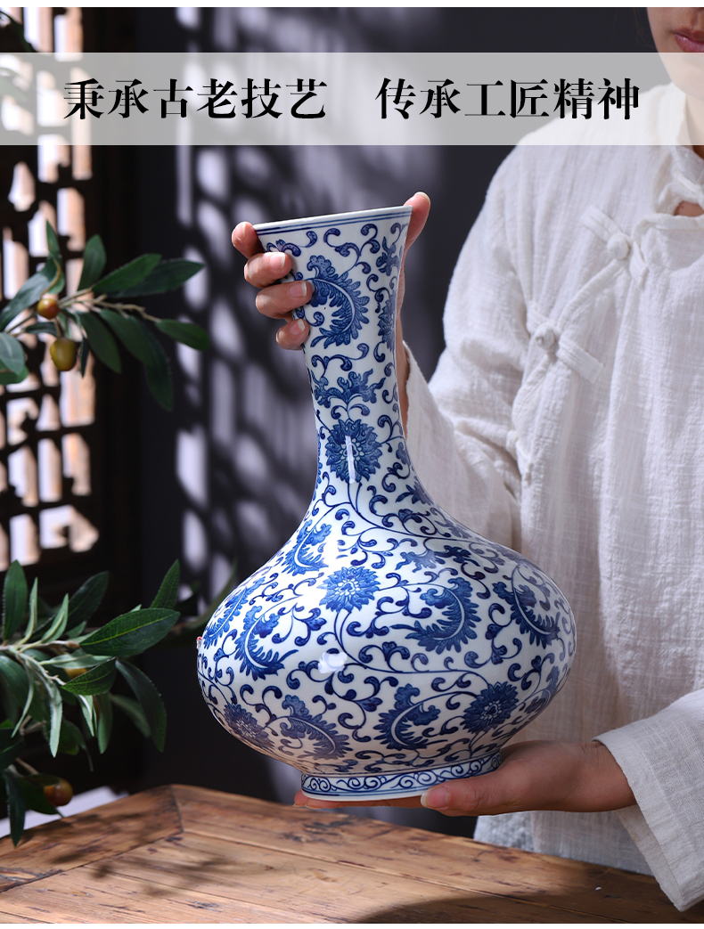 Jingdezhen porcelain ceramic hand - made archaize of blue and white porcelain vases, flower arranging new Chinese style household furnishing articles sitting room adornment