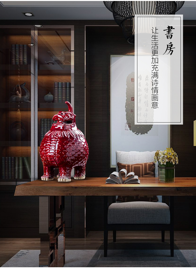 Jun porcelain up opening day Paul of the mythical wild animal housewarming gift sitting room porch large new Chinese style household adornment furnishing articles