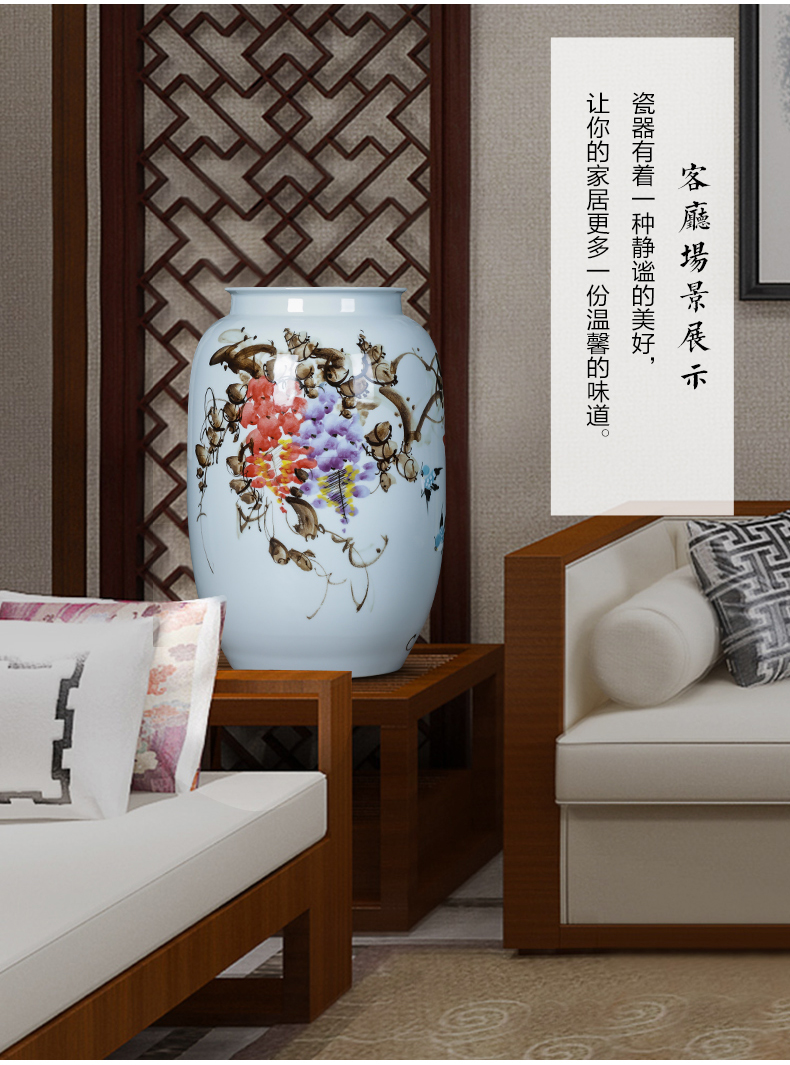 Jingdezhen porcelain ceramic up hand - made vases furnishing articles of new Chinese style household living room TV cabinet decoration decoration