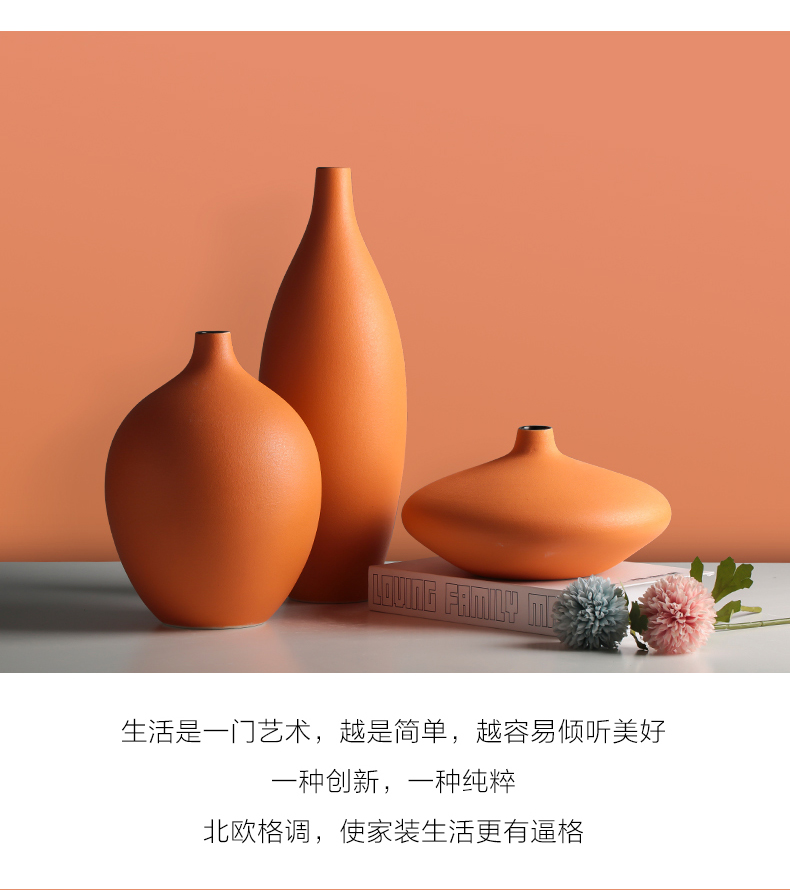 Ceramic creative Nordic ins dried flower vases, flower arranging furnishing articles I and contracted household living room table decorations