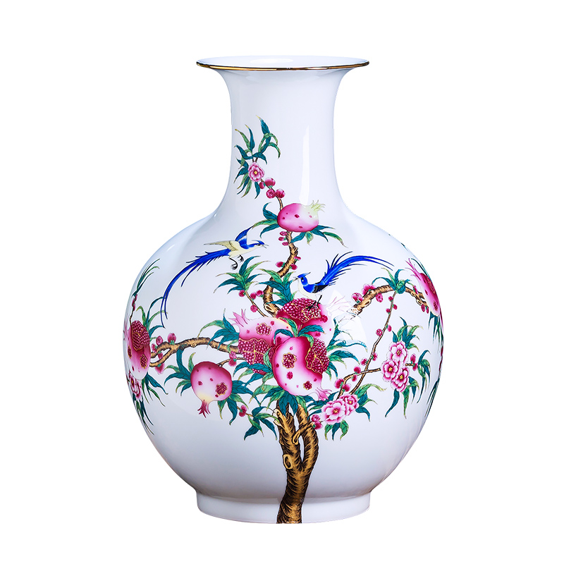 Jingdezhen porcelain ceramic famille rose laughs thin foetus vase Chinese flower arranging furnishing articles sitting room home decoration