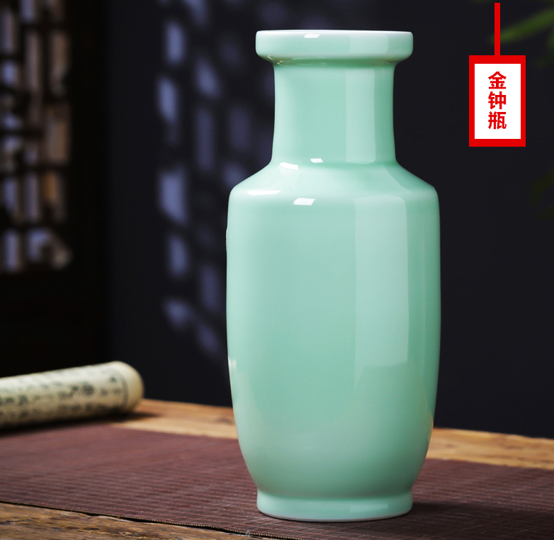 Jingdezhen ceramics green glaze floret bottle of archaize sitting room of Chinese style household flower decoration wine handicraft furnishing articles