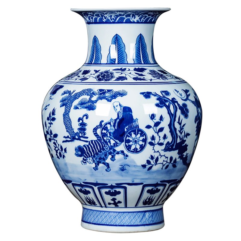 Jingdezhen ceramics archaize yuan blue and white vase furnishing articles to restore ancient ways the new Chinese style household living room TV cabinet decoration