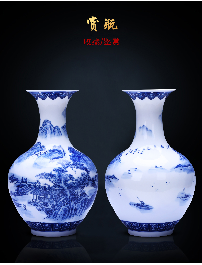 Jingdezhen porcelain ceramic thin body of blue and white porcelain vases, flower arrangement sitting room porch place, a new Chinese style household ornaments