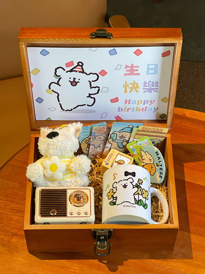 Line Art Puppy Gift Box, Girl's Birthday Gift, Gift for Female Friends, New Year's Ritual Gift, Bridesmaid Gift, Practical Gift