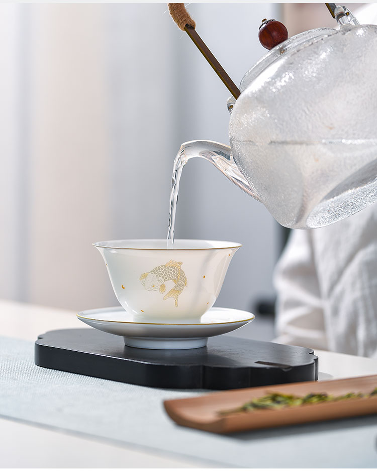 The Escape this hall pure manual white porcelain only three tureen tea cups suit of jingdezhen ceramic cups kung fu tea tea bowl