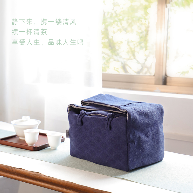 The Escape ooze hall jingdezhen cotton and linen tea set to receive a bag large is suing portable bag tea people the cloth bag tea art training package