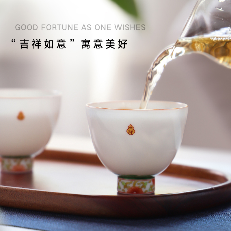 The Escape this hall pure manual white porcelain master cup single cup small jingdezhen ceramic cups hand - made famille rose tea sample tea cup