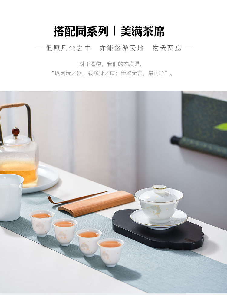 The Escape this hall pure manual white porcelain only three tureen tea cups suit of jingdezhen ceramic cups kung fu tea tea bowl
