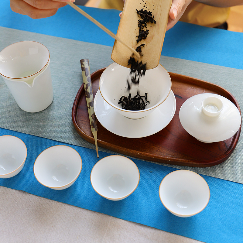 Three to escape this hall tureen jingdezhen manual sweet white ceramic cups tureen kung fu tea bowl thin foetus