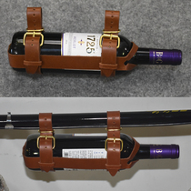 Retro bicycle beer wine bottle holder carry real cowskin bicycle wine bottle holder carry
