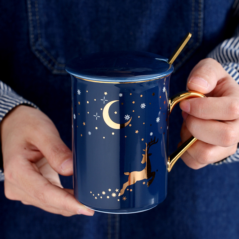 Prince brutalist animals delicate individuality creative trend ceramic cup coffee cup, mark cup with a spoon