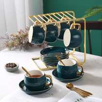 Light luxury ceramic coffee cup set female retro office company Nordic ins Wind solid color small fine fine color high value