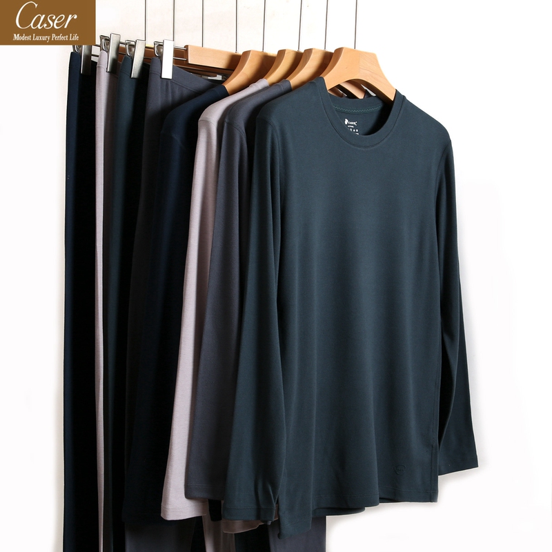 Caesar Men's Autumn and Winter Round-Neck Comfortable Wool Thermal Underwear Set, Thin Brushed Thermal Underwear Caesar Men's Autumn and Winter Round-Neck Comfortable Wool Thermal Underwear Set, Thin Brushed Thermal Underwear