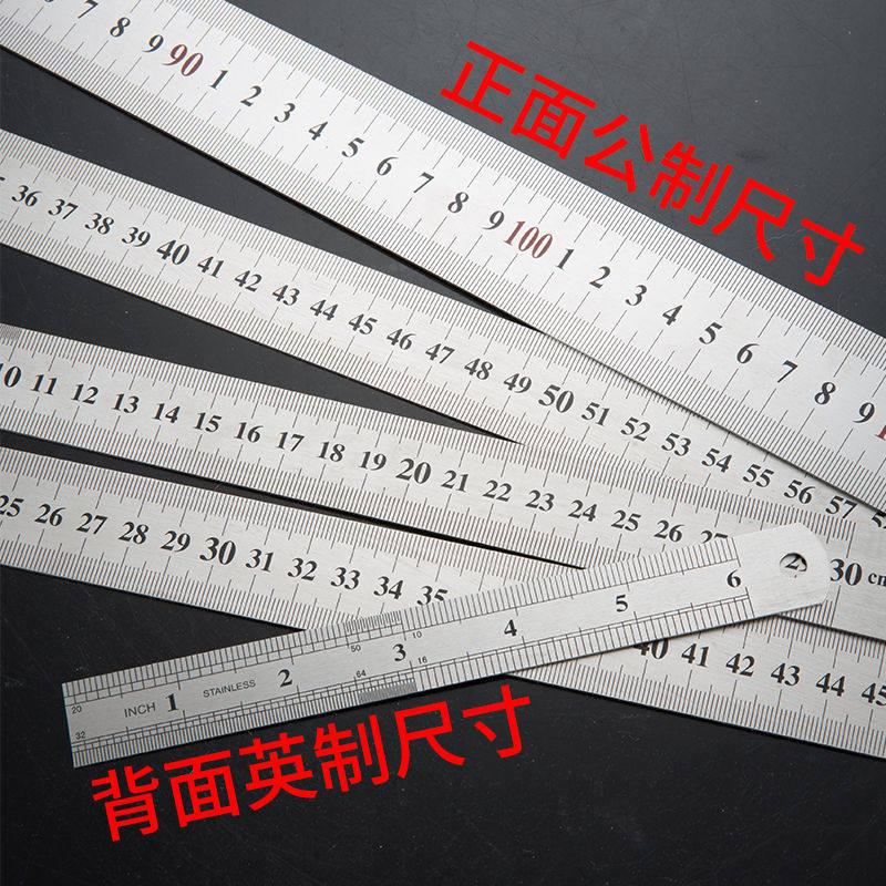 Steel ruler 1 m thickened steel sheet ruler 15 20 30 50 50 60CM stainless steel ruler Drawing measuring tool ruler