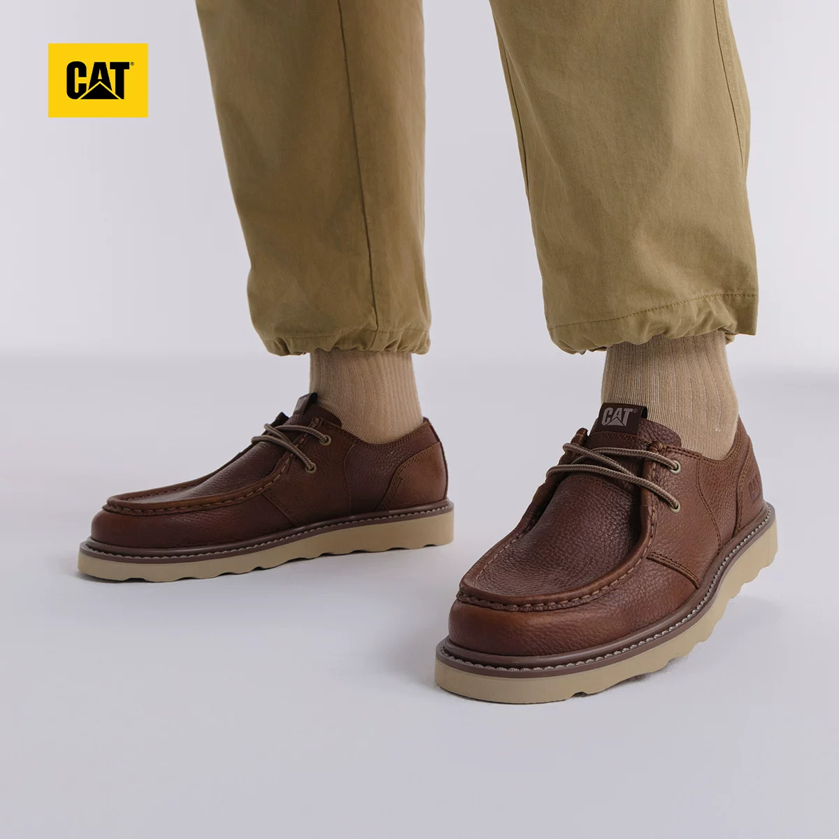 CAT Картер весна мужская ретро классическая зернистая кожаная обувь low-top для улицы повседневная обувь
