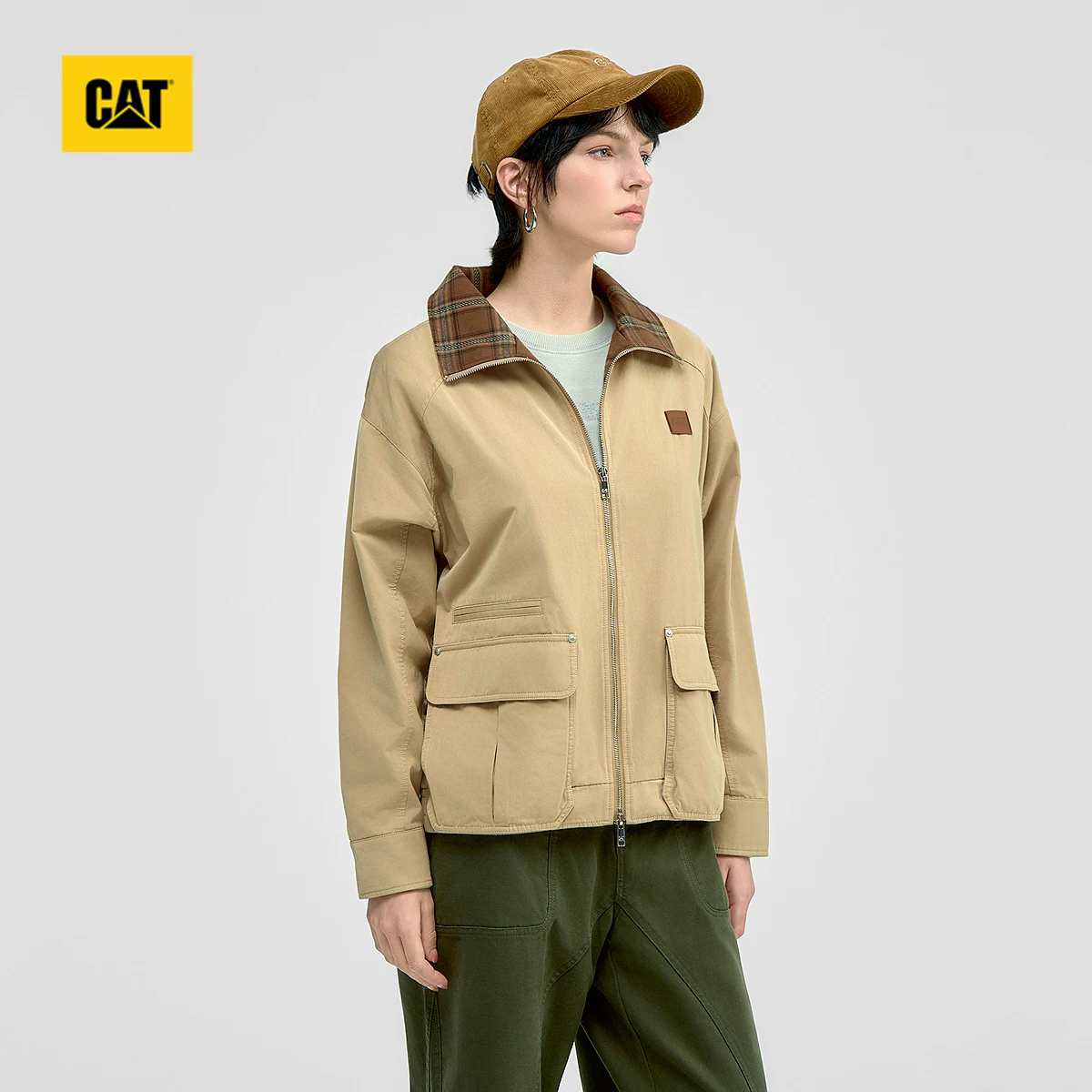 CAT Carter's весна новая женская ретро фланелевая клетчатая подкладка Harrington куртка, в стиле ТЦ