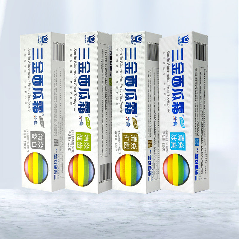 Sanjin Watermelon Cream Toothpaste Qingyan Porcelain White Gums and Teeth Ice Cool Series Fresh Breath and Clean Family Affordable Pack