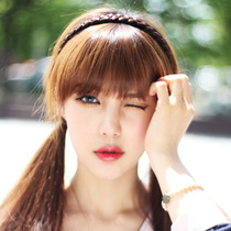 Hot selling Korean hair hoop wig braid Korean braided fake braid hairband wide edge female hair front clip headgear headband