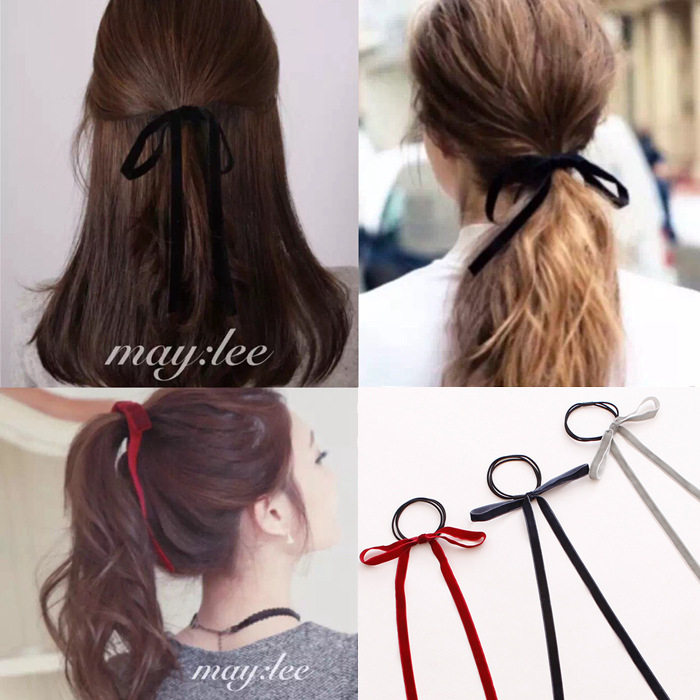 2017 new European and American style velvet bow streamer hair circle Korean wild hair circle hair circle leather band Korean version of the hair