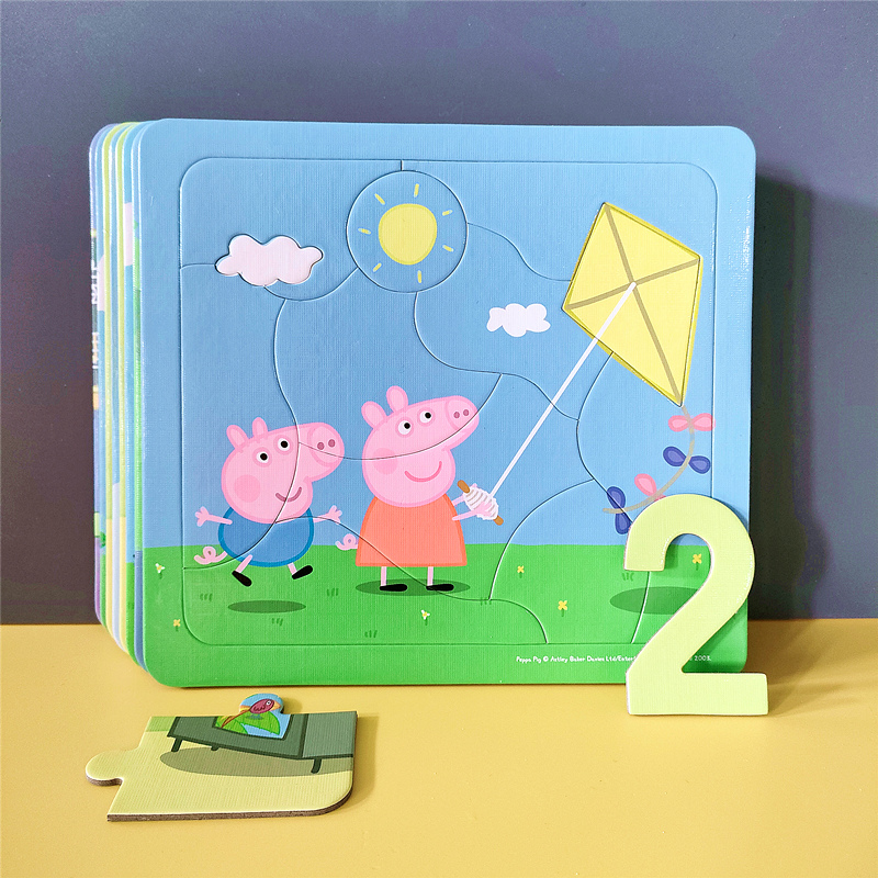 Peppa Pig Puzzle Children's Large Piece 2-3 Years Old Baby Entry-Level 1 Boys and Girls Puzzle Early Education Paper Toys