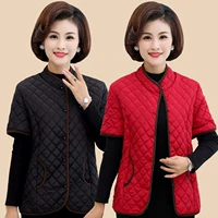 Áo vest nữ trung niên và ngắn tay mùa thu đông mới mẹ cỡ lớn tải xuống áo khoác cotton cũ màu rắn cộng với áo cotton thời trang nữ 2021