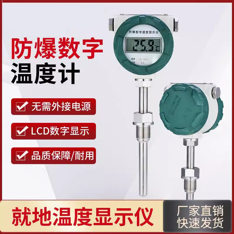 防爆数显高精度一体化温度计就地温度显示仪电池供电热电阻温度表